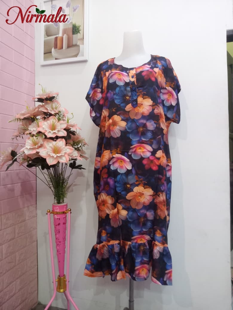 Floral Ruffle House Dress