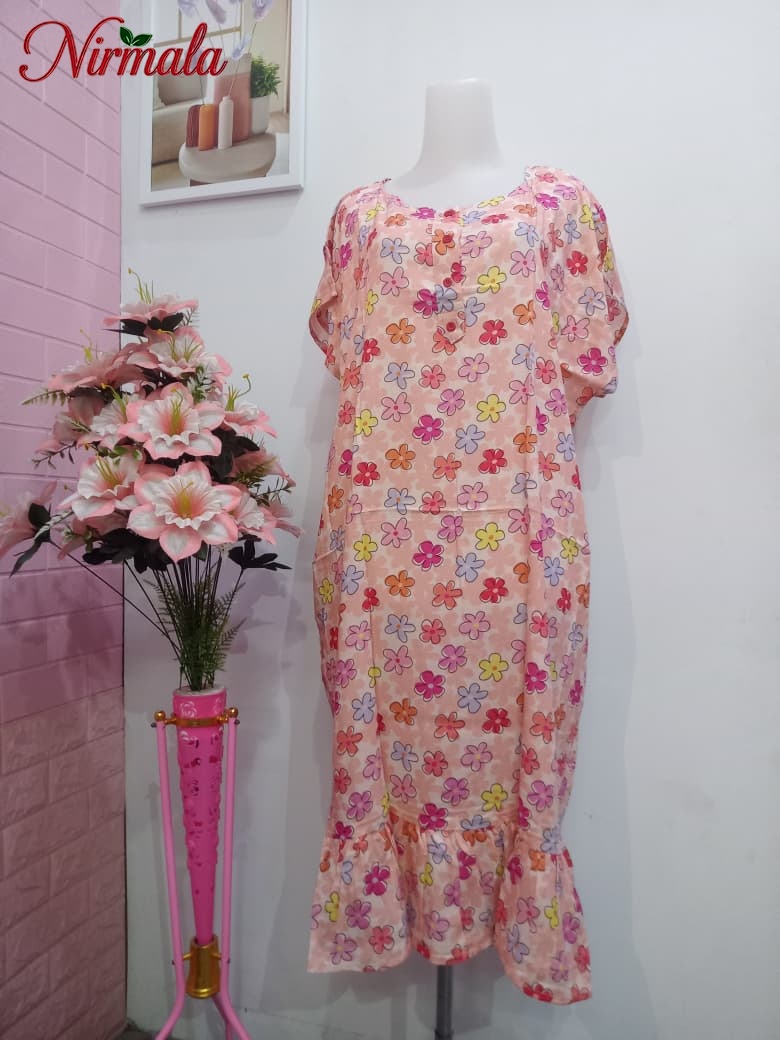 Ruffle House Dress Love Pattern Pink