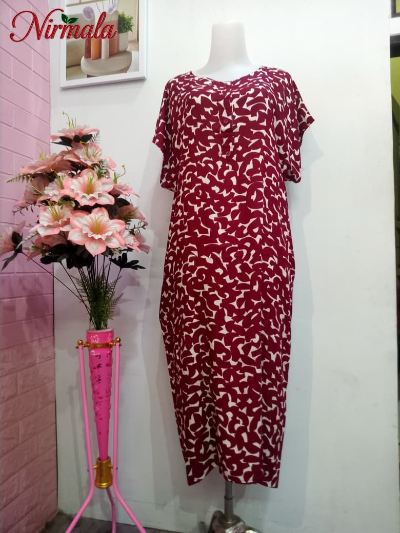 Tropical Bloom Ruffle Hem House Dress