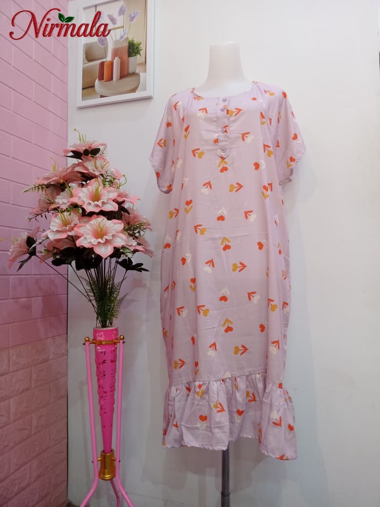 Heart Blossom Ruffle Hem House Dress