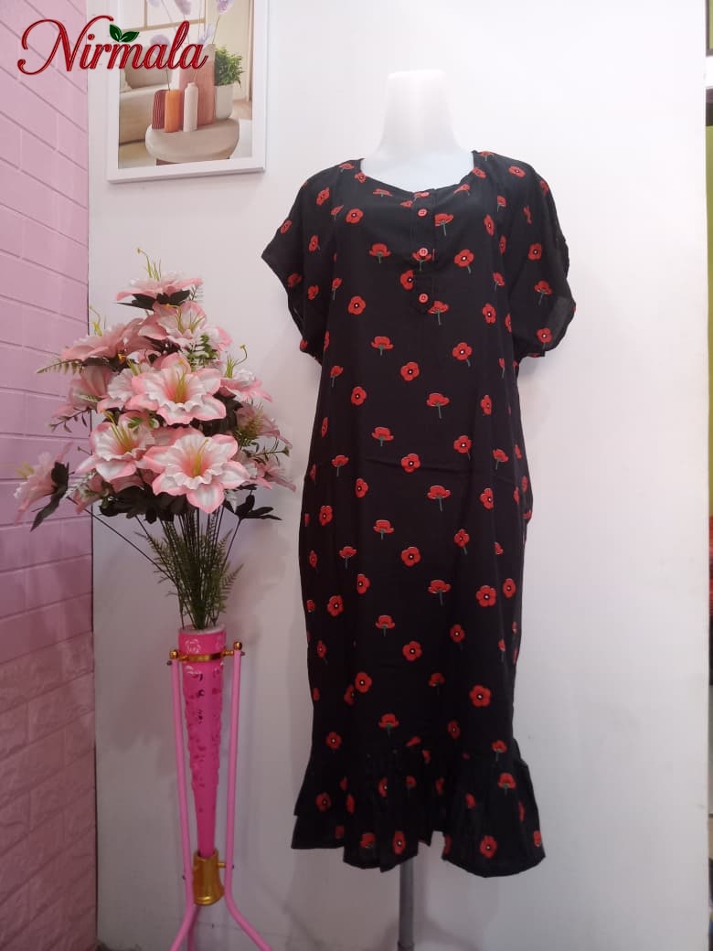 Blue Meadow Floral Ruffle Hem House Dress