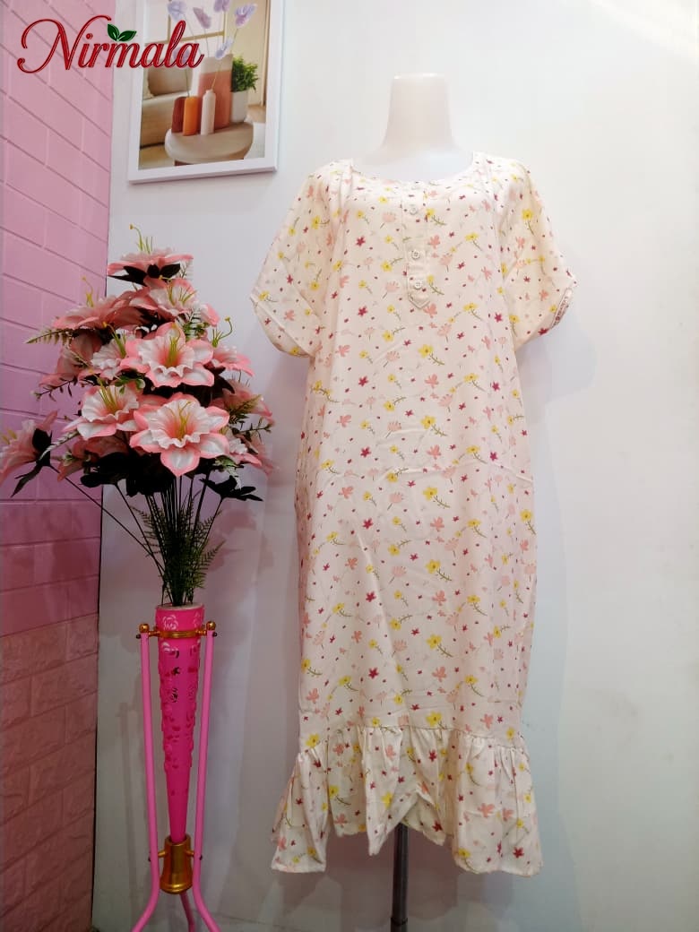 Sweet Kitty Ruffle Hem House Dress