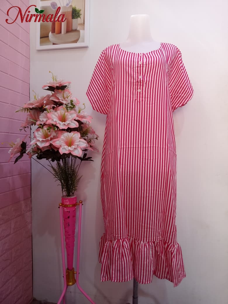 Burgundy Pinstripe House Dress