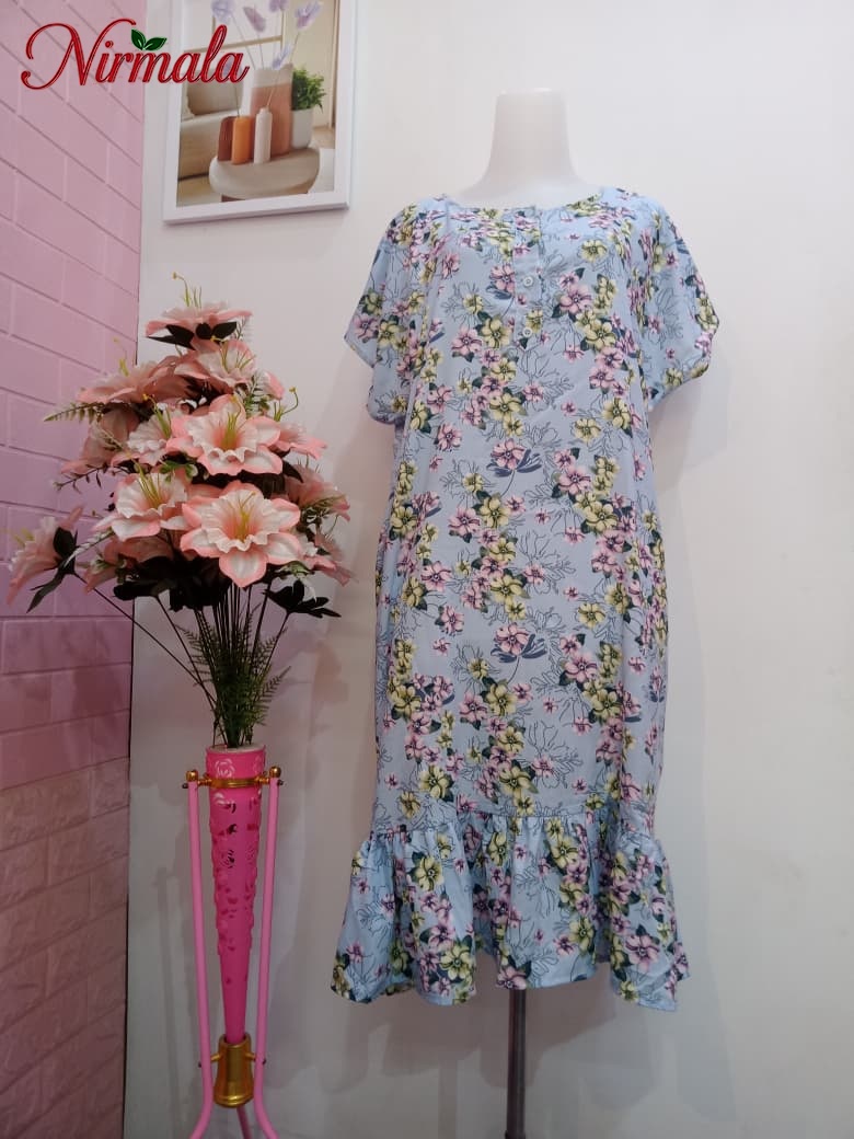 Ribbon Charm Ruffle Hem House Dress