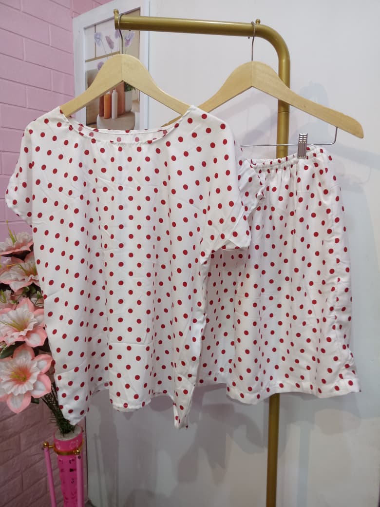 Classic Red Polka Dot House Dress Set