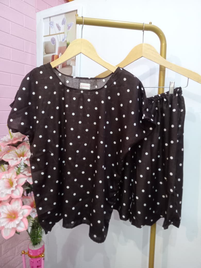 Classic Black Polka Dot House Dress Set
