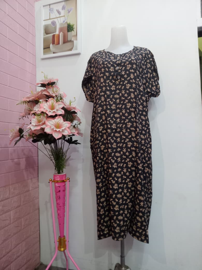 Vintage Floral Stripe House Dress